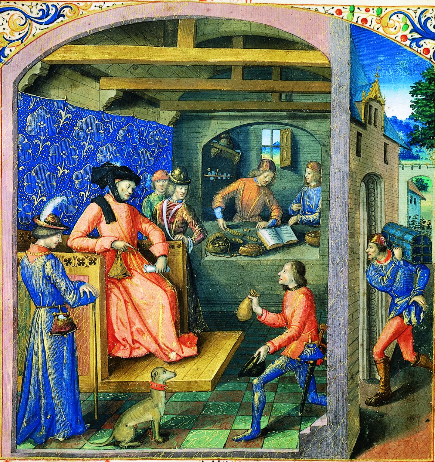 le paiement des impôts (miniature du XVe siècle)