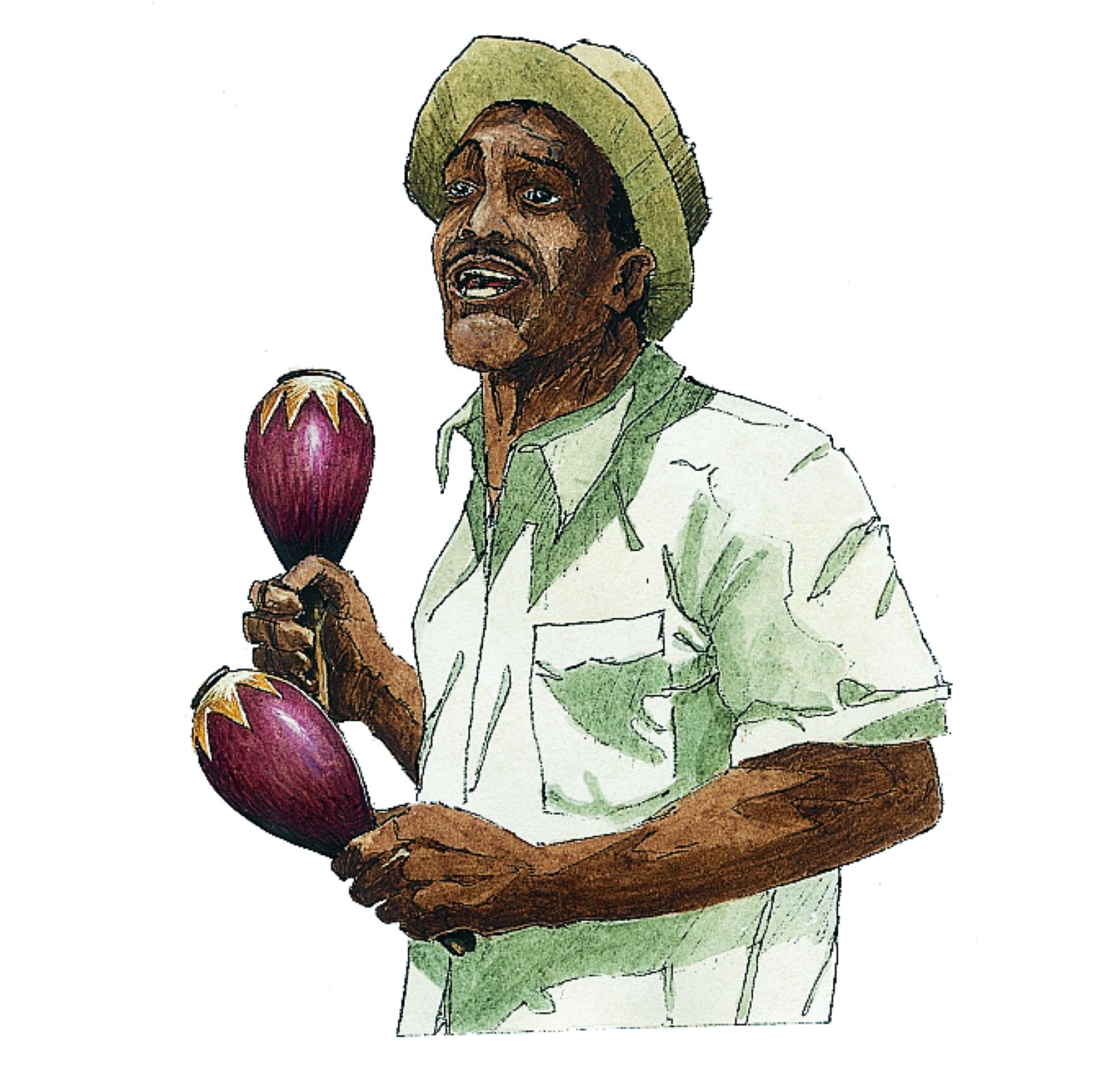 un joueur de maracas