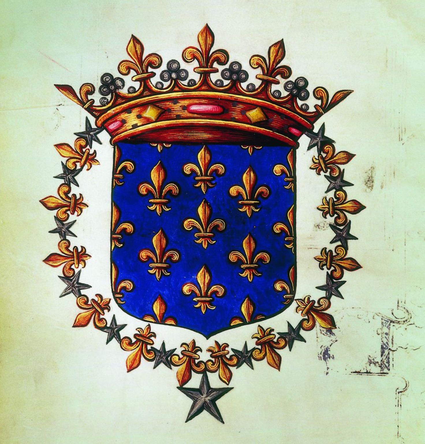 un blason royal orné de fleurs de lis