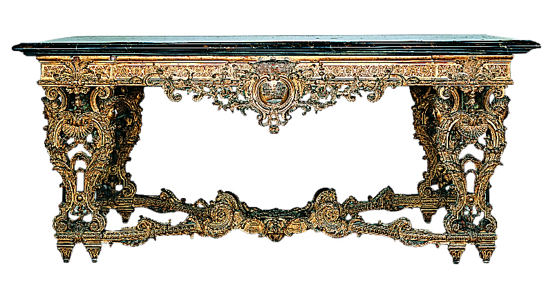 une console en bois doré à dessus de marbre, France, vers 1715 (musée du Louvre, Paris)