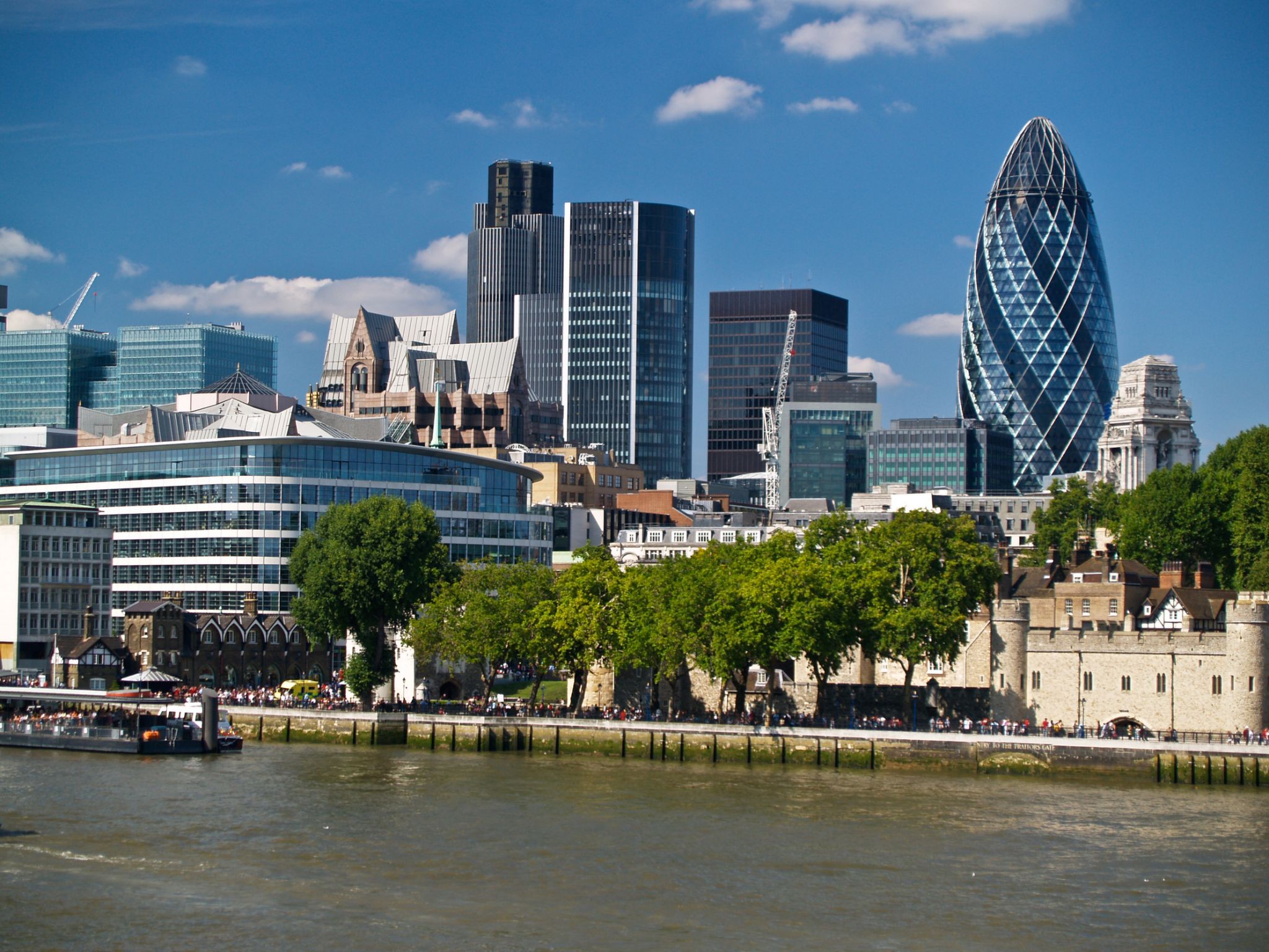 la City à Londres, le quartier des affaires au bord de la Tamise, Grande-Bretagne