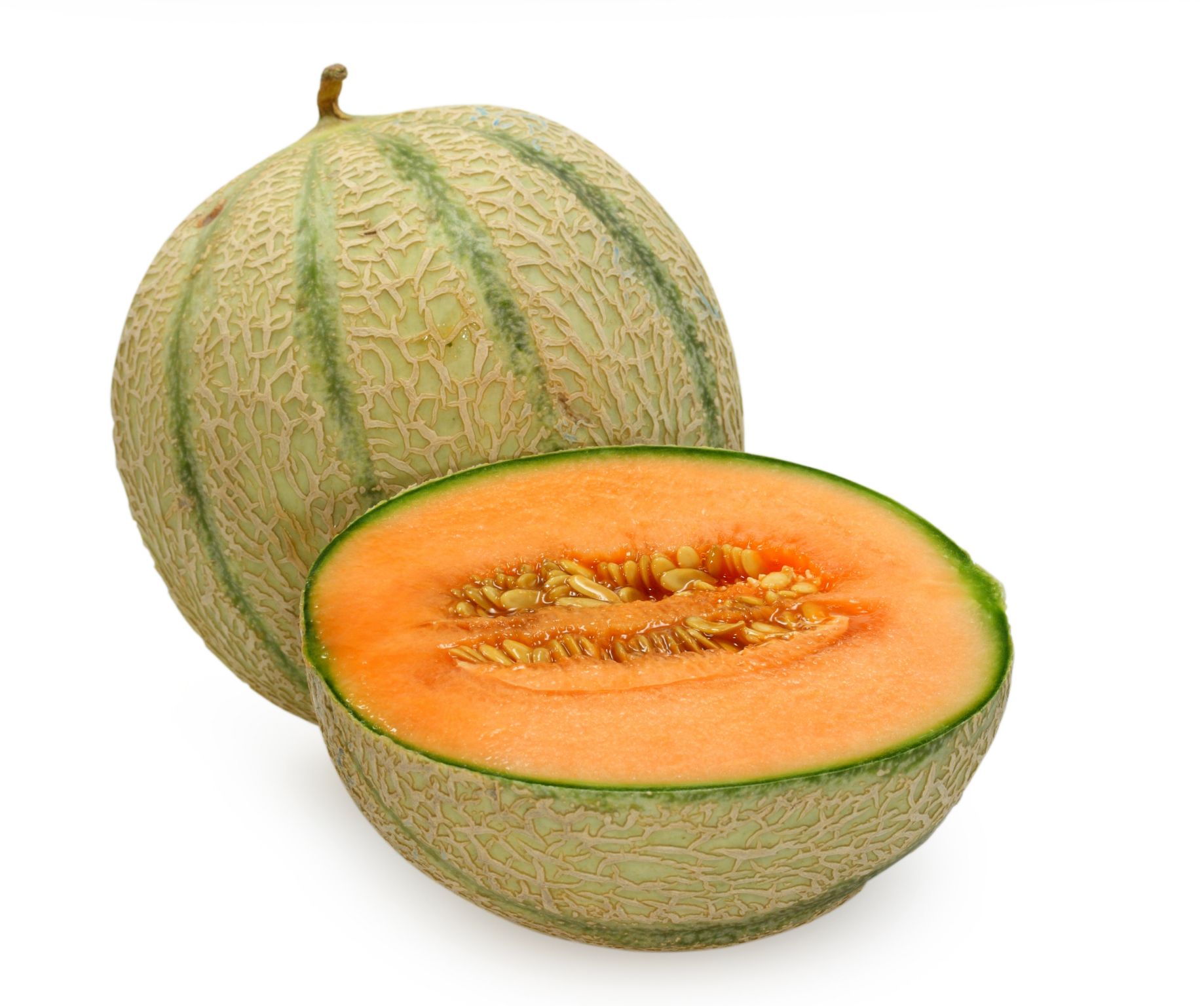des melons (entier et coupé)